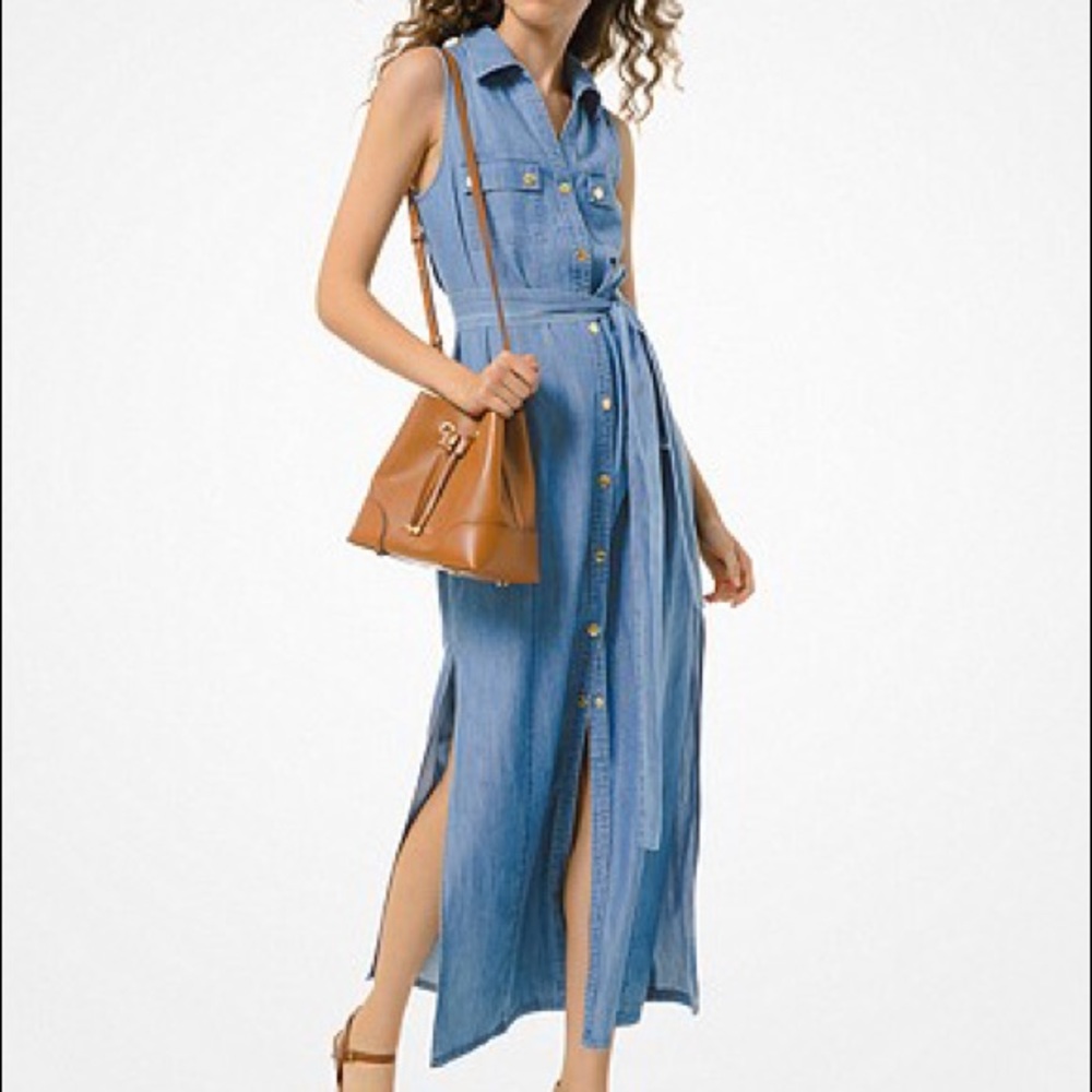 Michael Kors Chambray Belted Dress, Small